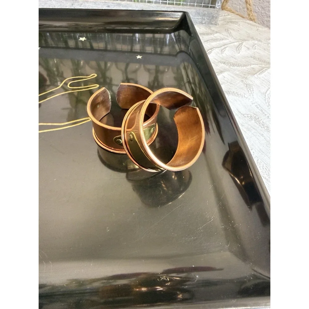 2‎ Vintage Copper Napkin Rings, Napkins Holders Blank Monogram